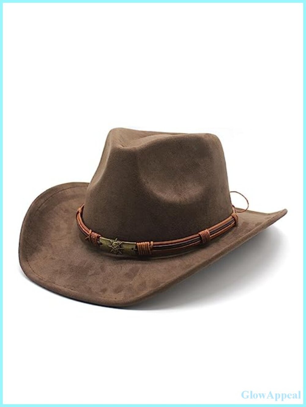 Women's Suede & Felt Cowboy Hat with Adjustable Strap Western Wide Brim